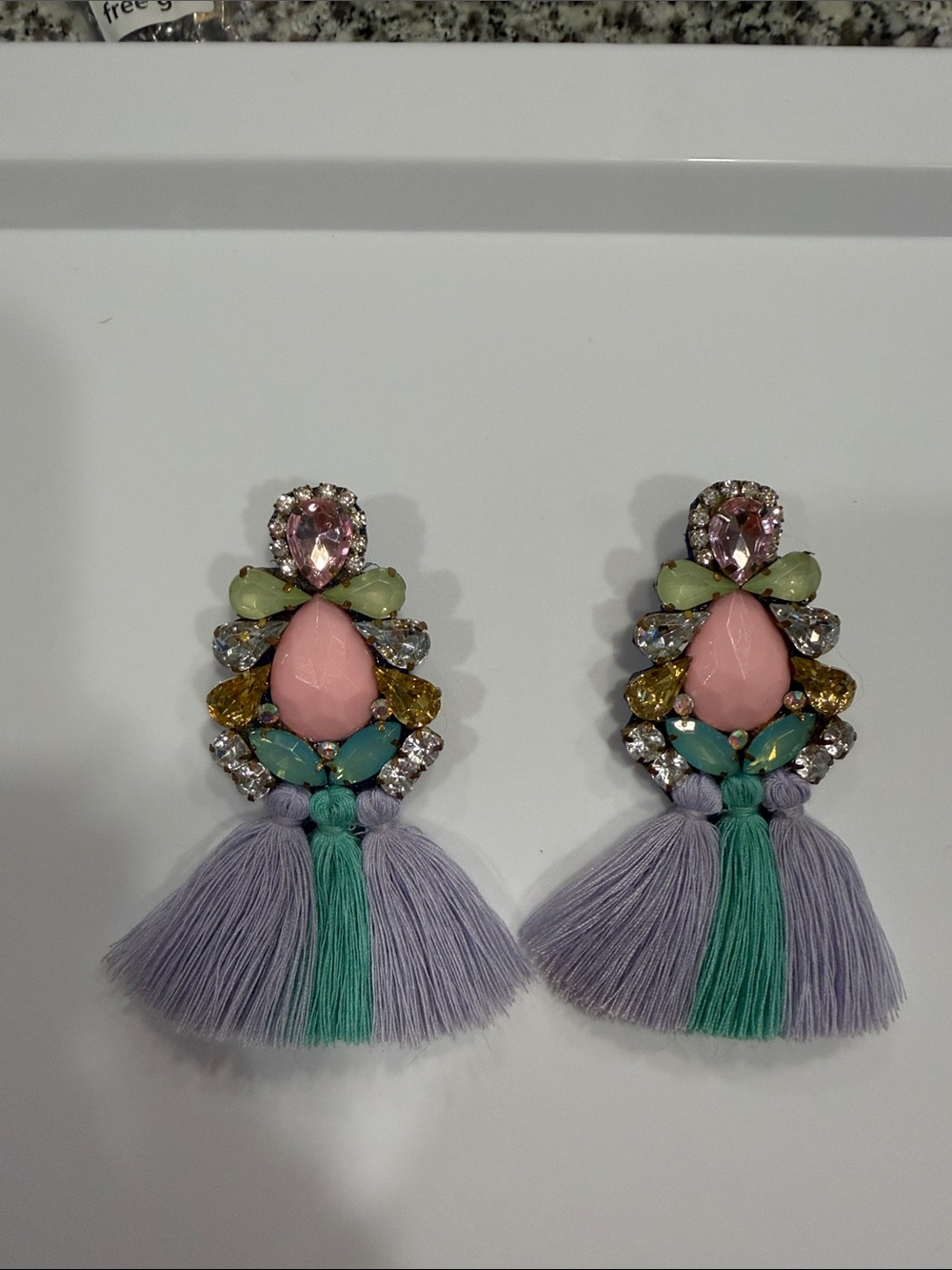 Colorful Statement Tassel Earrings - Pastel Pink & Lilac